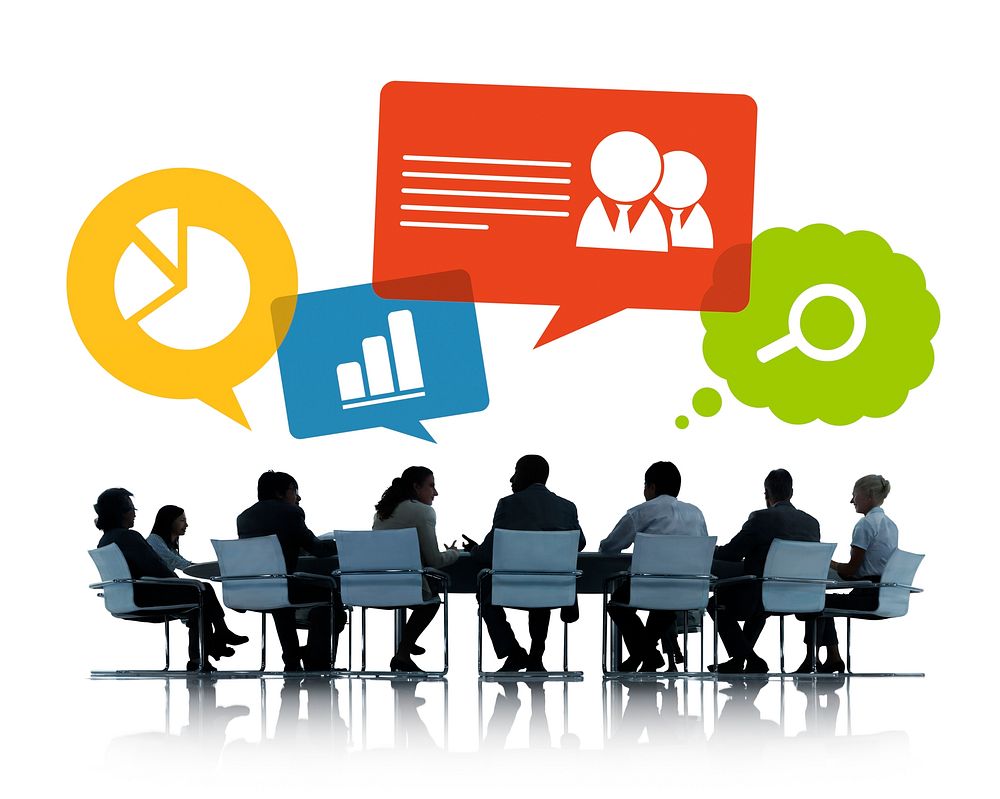 Group of people talking business in a meeting