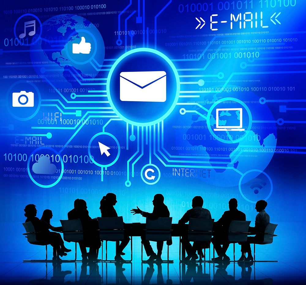 Business People in a Meeting and E-Mail Concepts