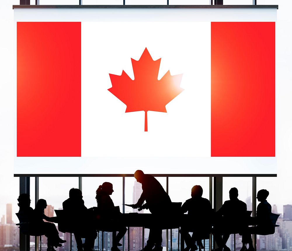 Canada National Flag Business Team Meeting Concept