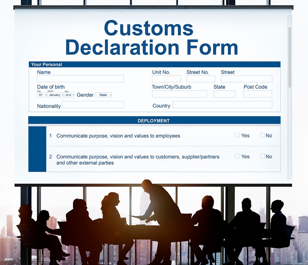 Customs Declaration Form Invoice Freight Parcel Concept