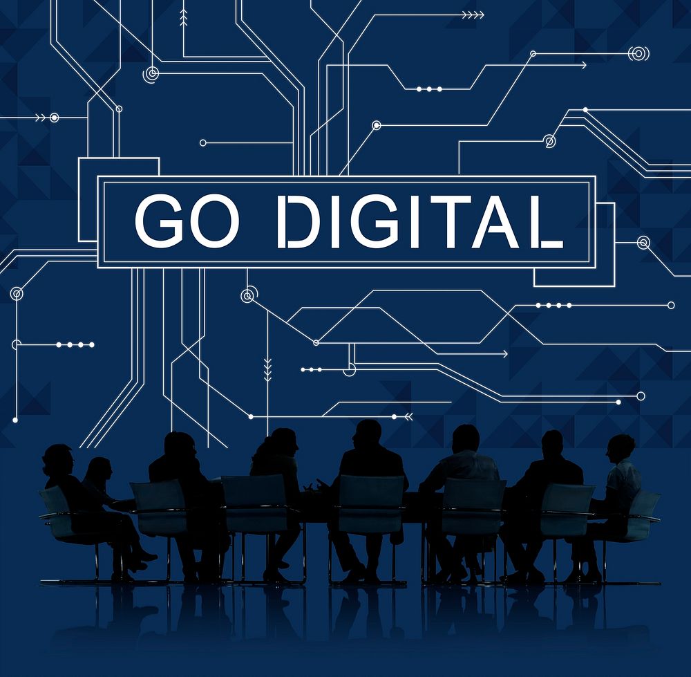 Go Digital Futuristic Circuit Board Technology Concept