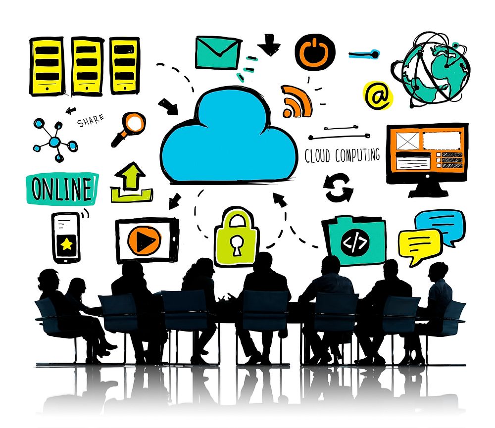 Business People Cloud Computing Brainstorming Meeting Concept