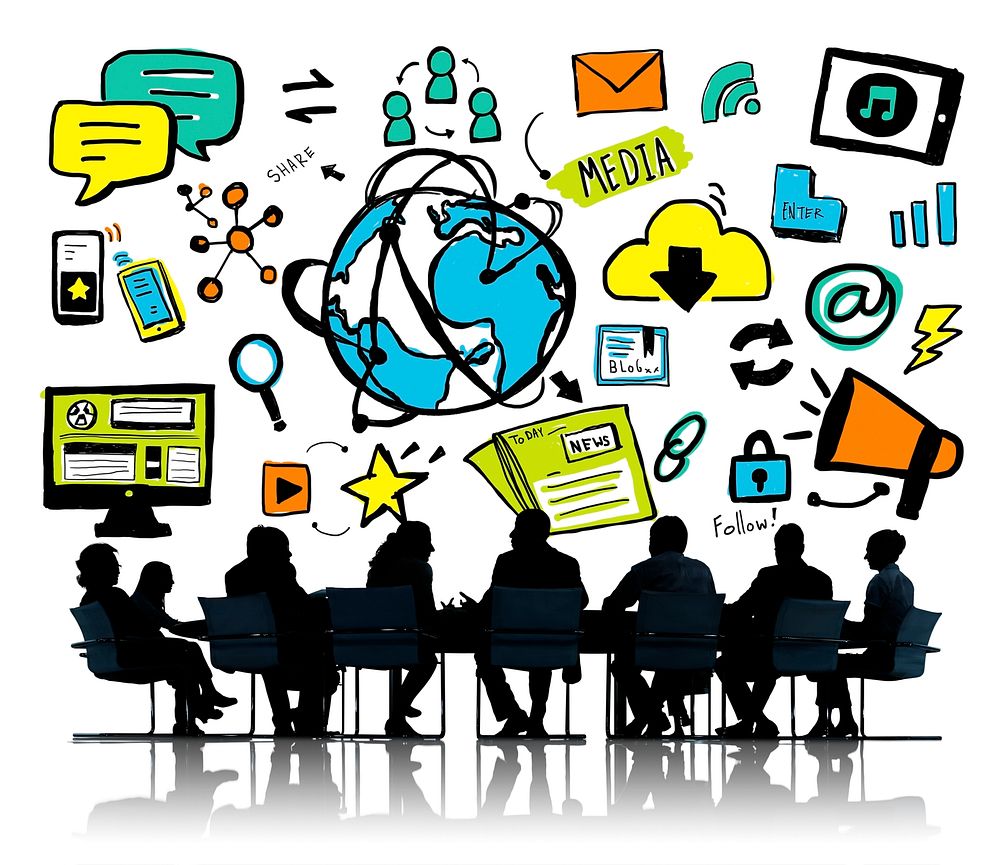 Business People Global Media Brainstorming Meeting Concept