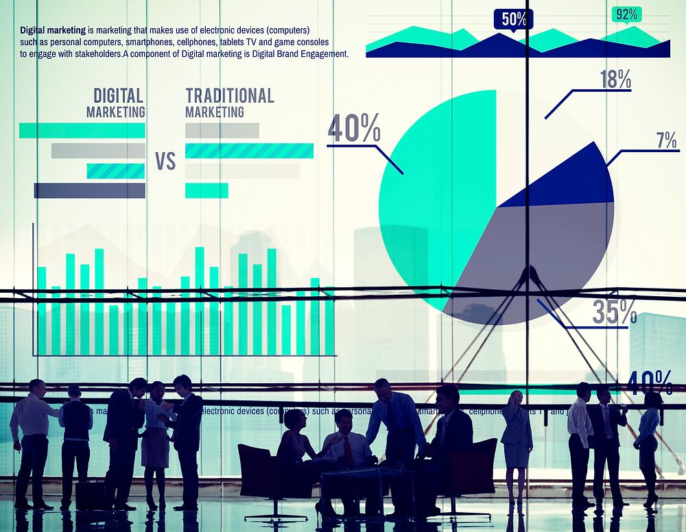 Digital Marketing Graph Statistics Analysis Finance Market Concept