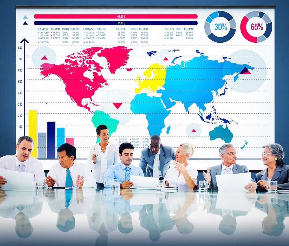 Global Business Graph Growth World Map Concept