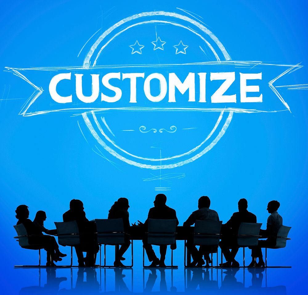Customize banner illustration with silhouette of business people at a meeting table