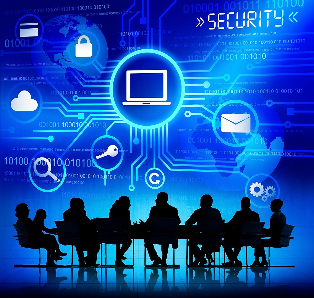 Business People in a Meeting and Security Concepts