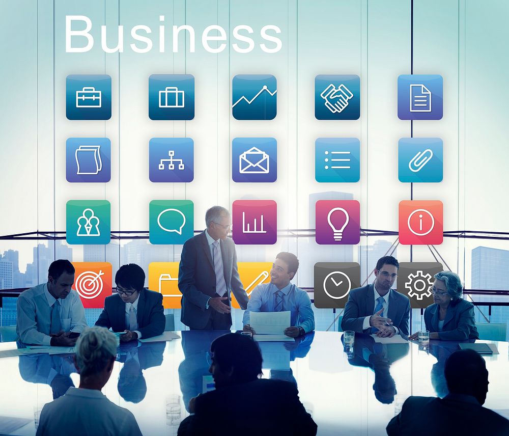 Business Icons Folder Profile Lightbulb Concept
