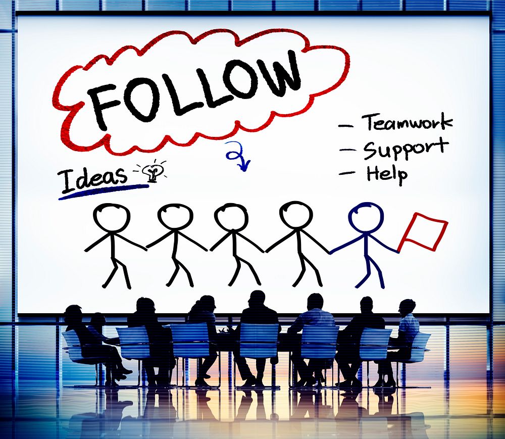 Follow Support Ideas Teamwork Social Media Concept