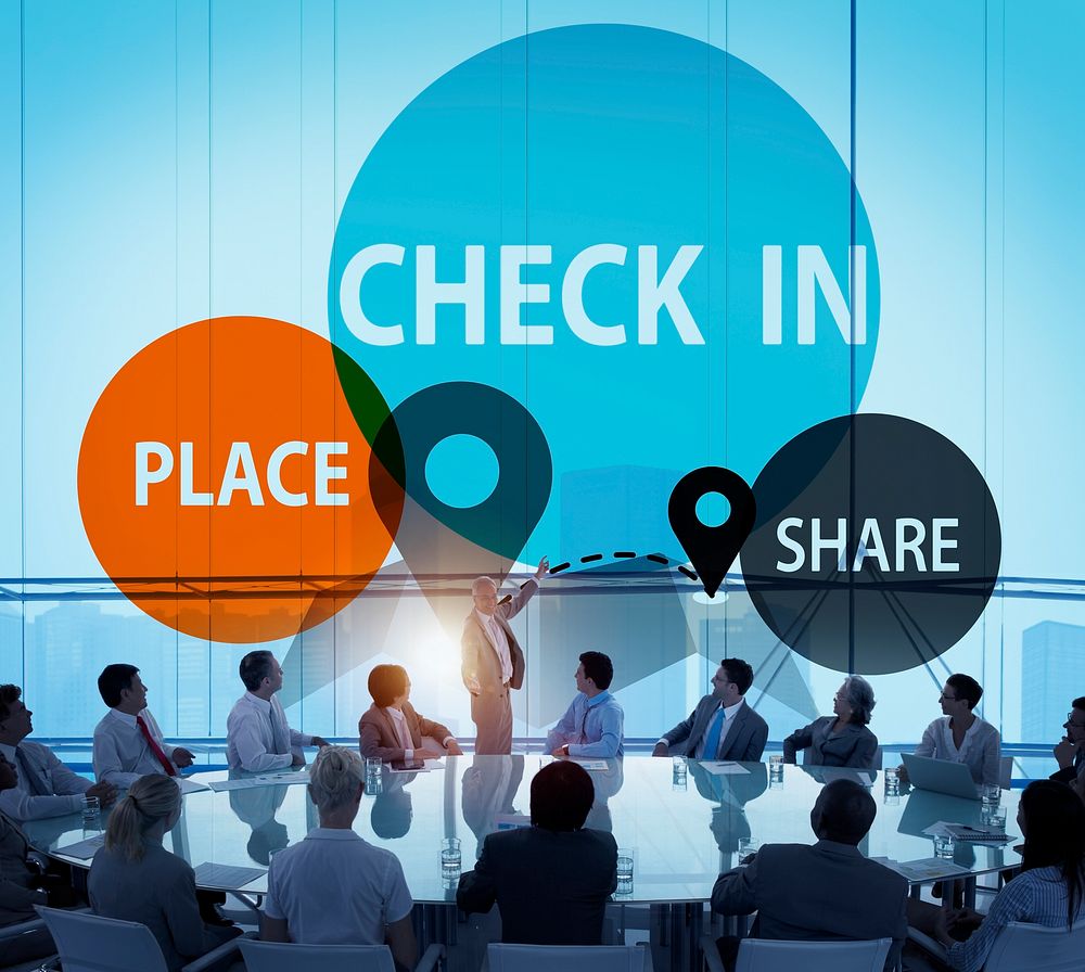 Check in Direction Navigation Share Application Concept