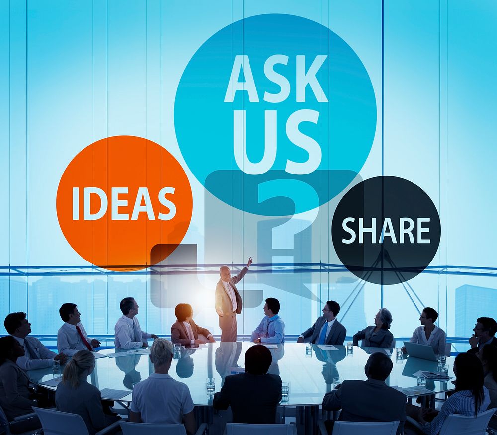 Ask us Customer Service Guidance Ideas Share Concept