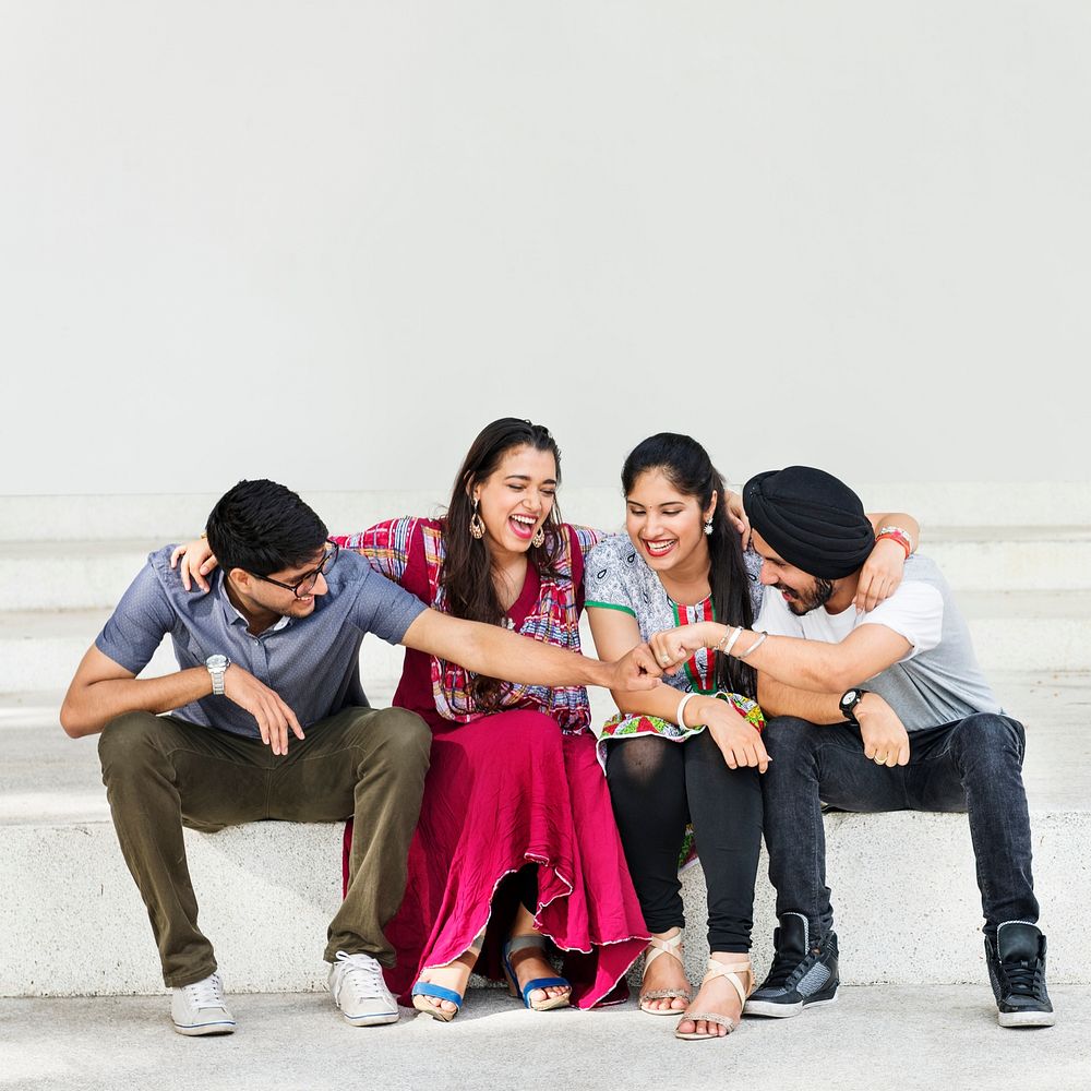 Indian Friends Sitting Happy Concept