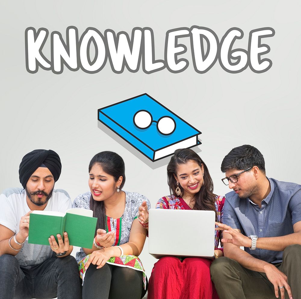 Group of Indian people sitting and studying together