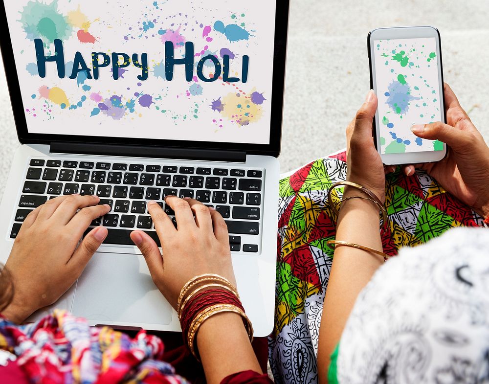 Happy Holi Colorful Blots Word