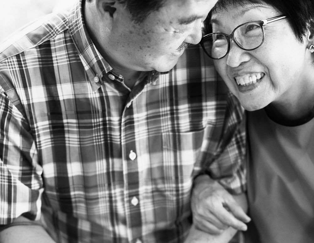 Senior Asian Couple Laughing Concept