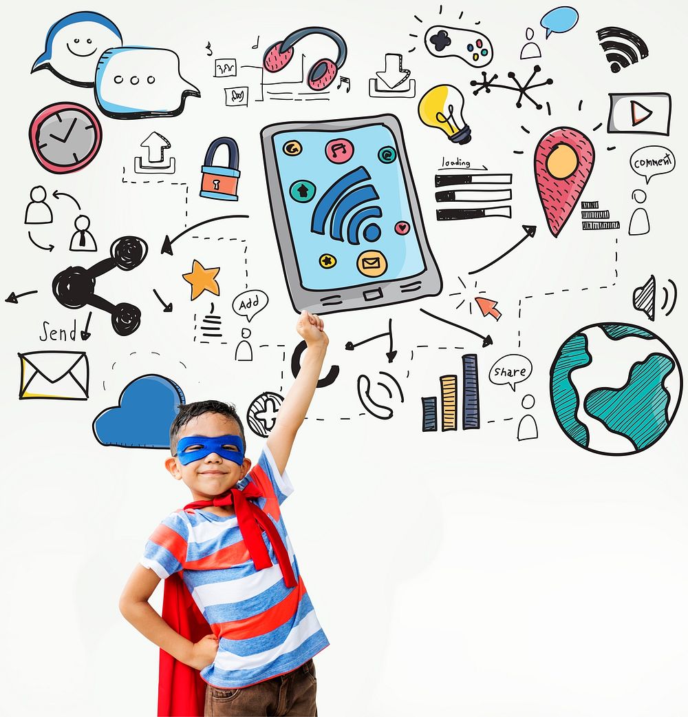 Kids Technology  Communication Social Media Graphic Concept