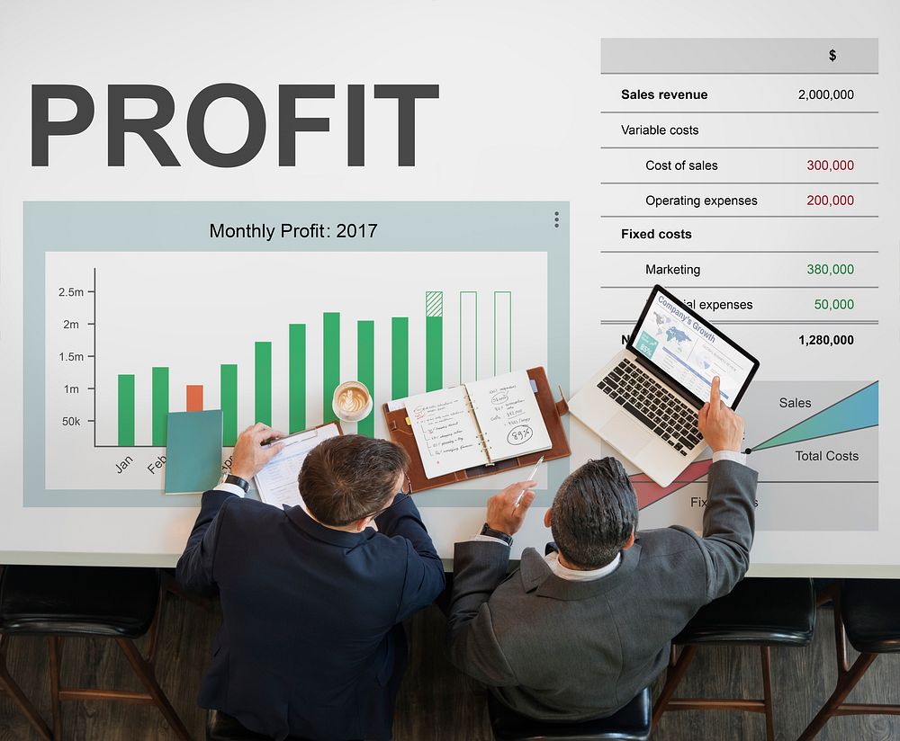 Business financial graph growing and gain profit