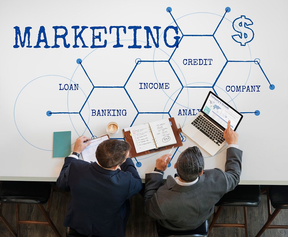 Accounting and marketing diagram on the table