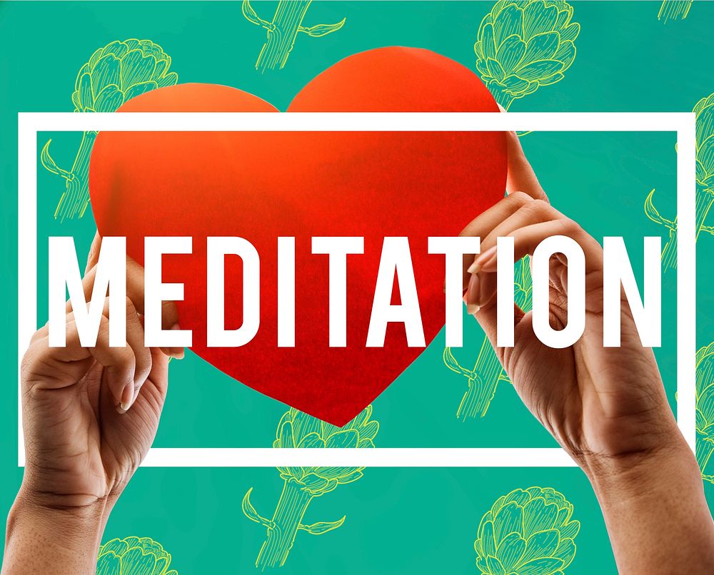 Meditation word on green background