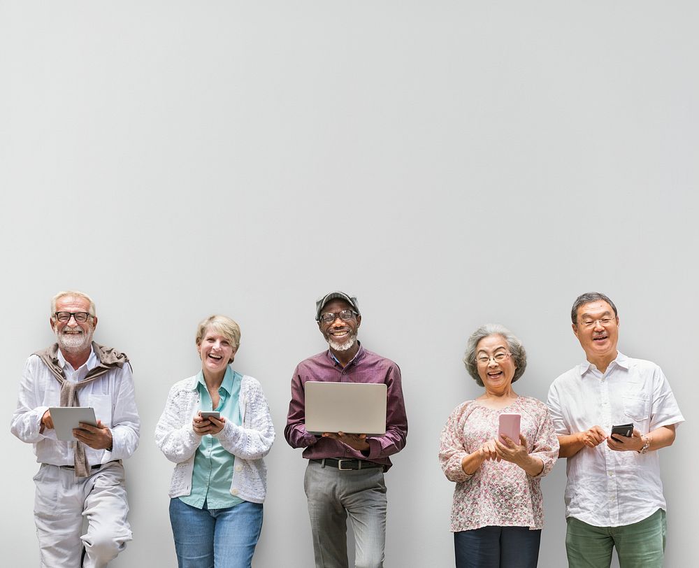 Group Of Senior Retirement Using Digital Lifestyle Concept