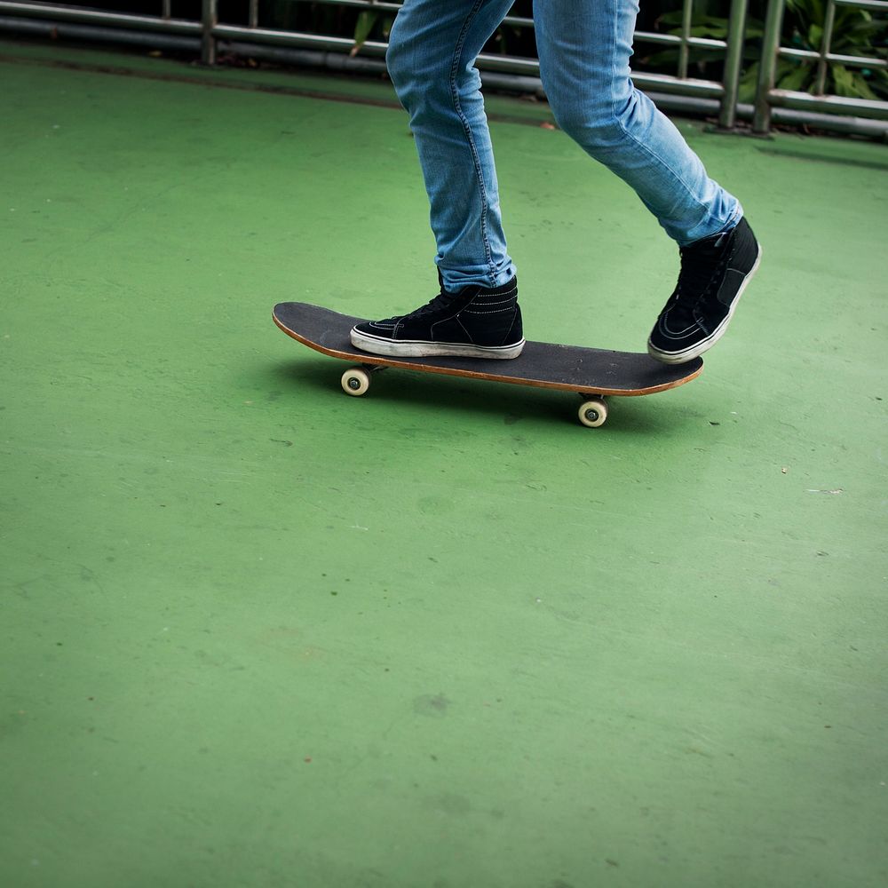Casual Guy Riding Skateboard Concept