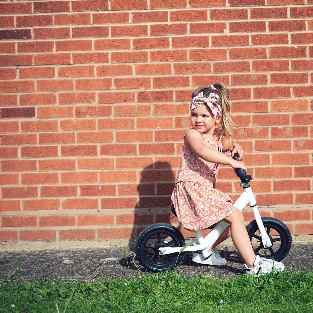Fashionable Girl Ride Bicycle Adorable Concept