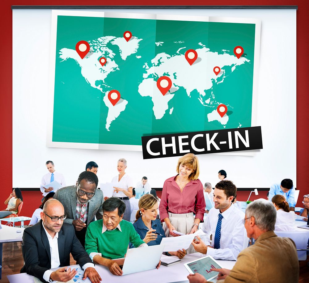 Check In Cartography Location Spot Travel World Global Concept