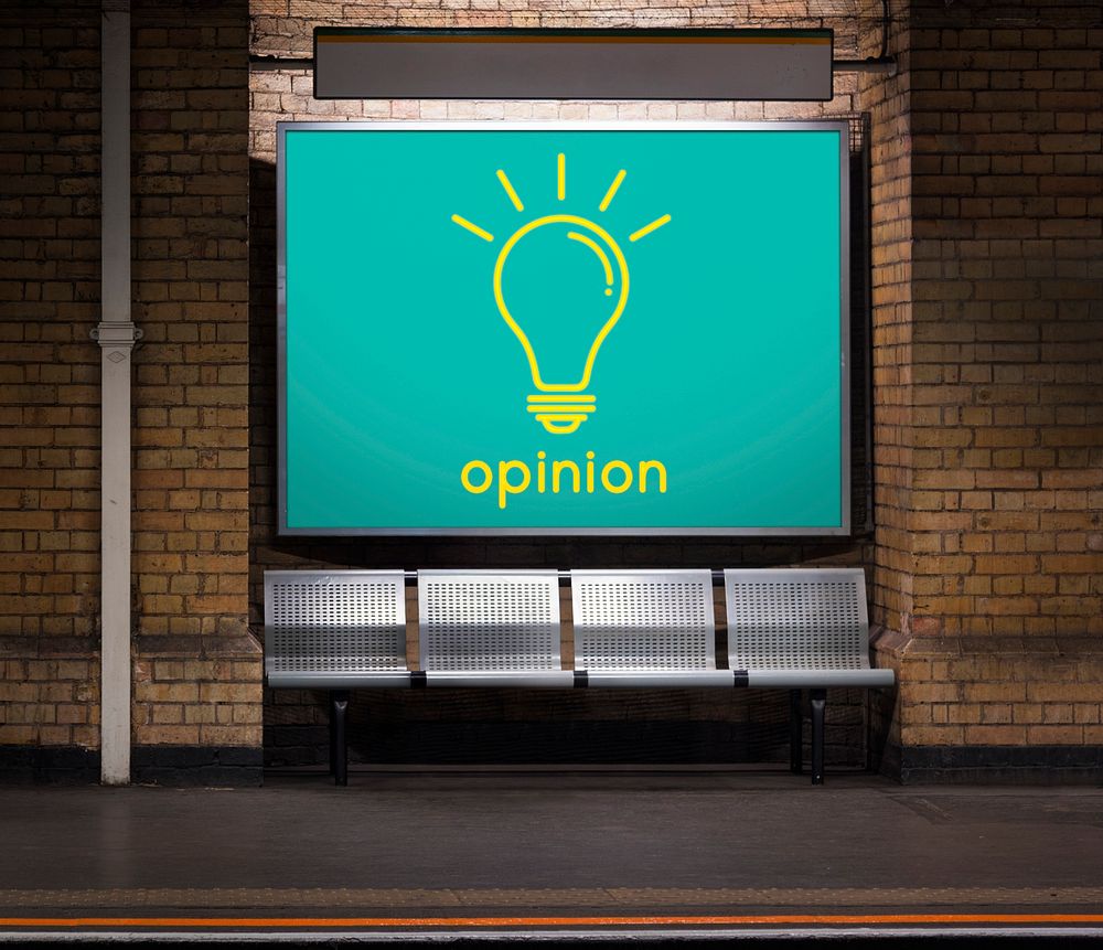Opinion word light bulb icon graphic