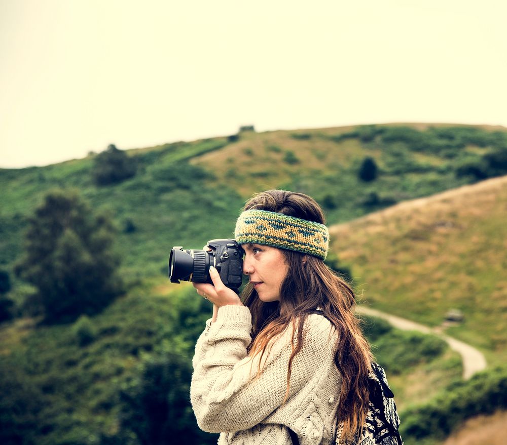 Woman Photography Camera Nature Environment Concept