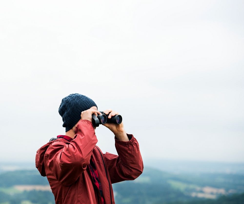 Man using binocular