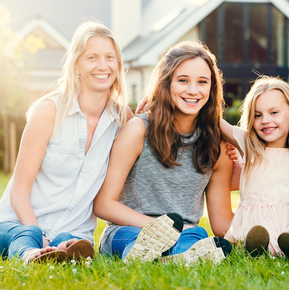 Family Mother Daughter Smiling Togetherness Outdoors Concept