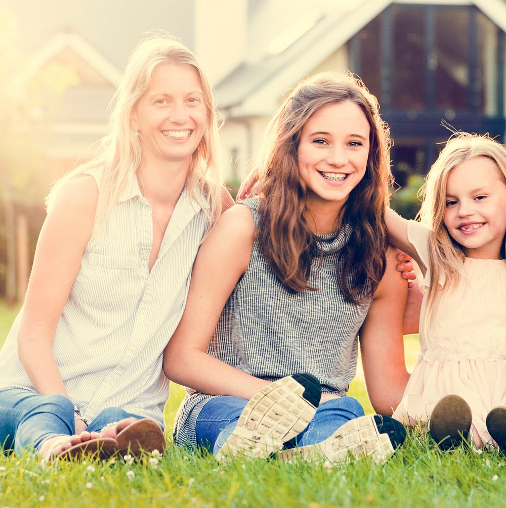 Family Mother Daughter Smiling Togetherness Outdoors Concept