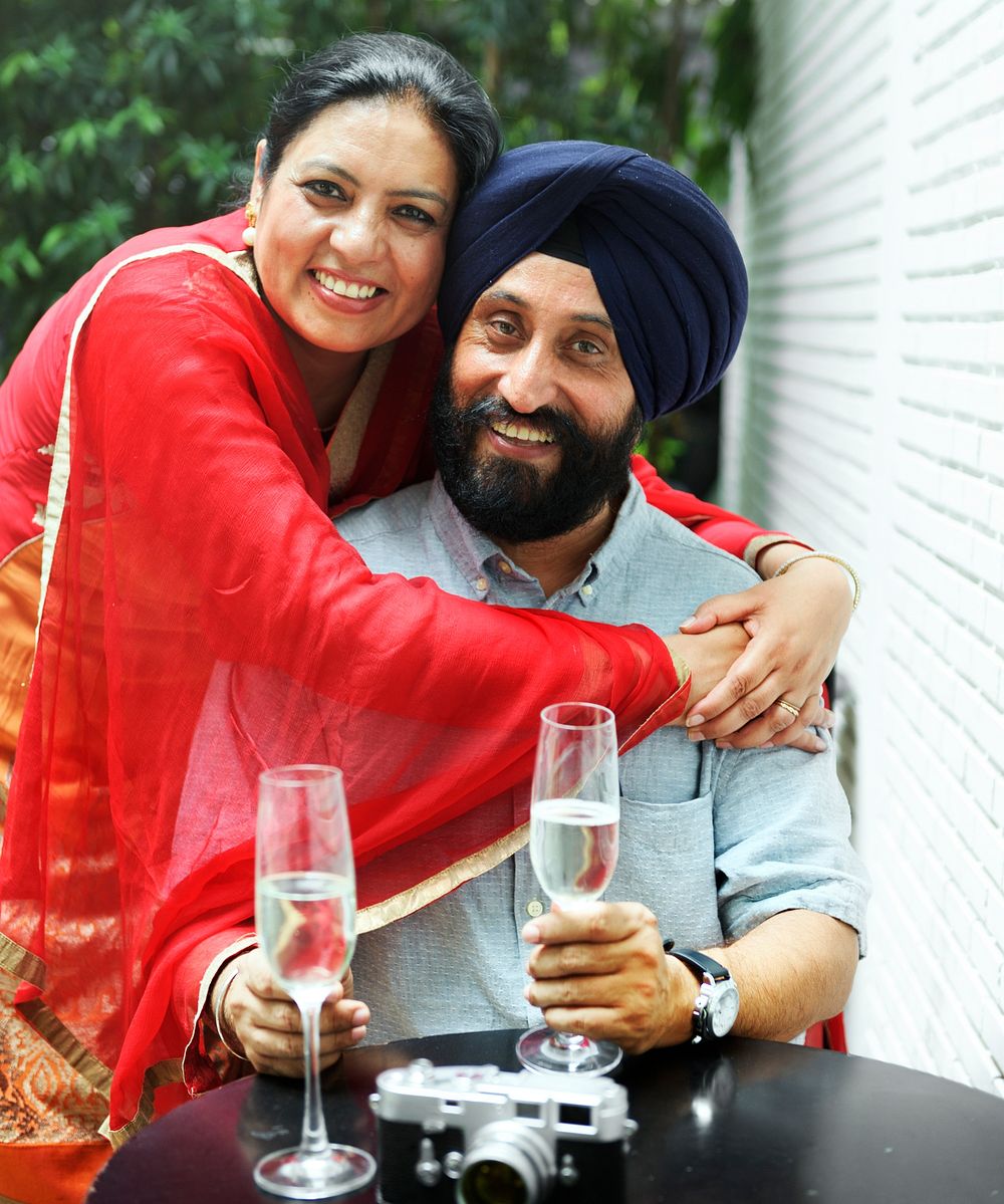 Loving senior Indian couple celebrating
