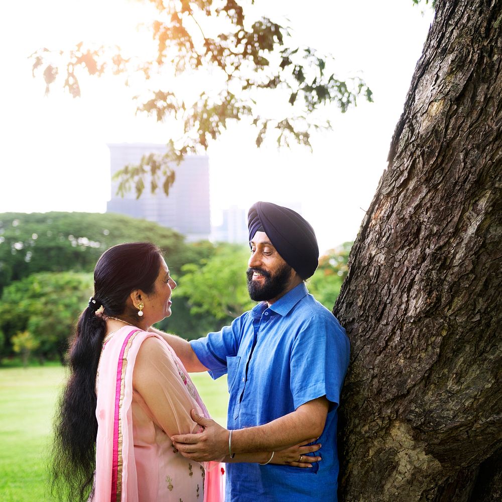 Loving senior Indian couple