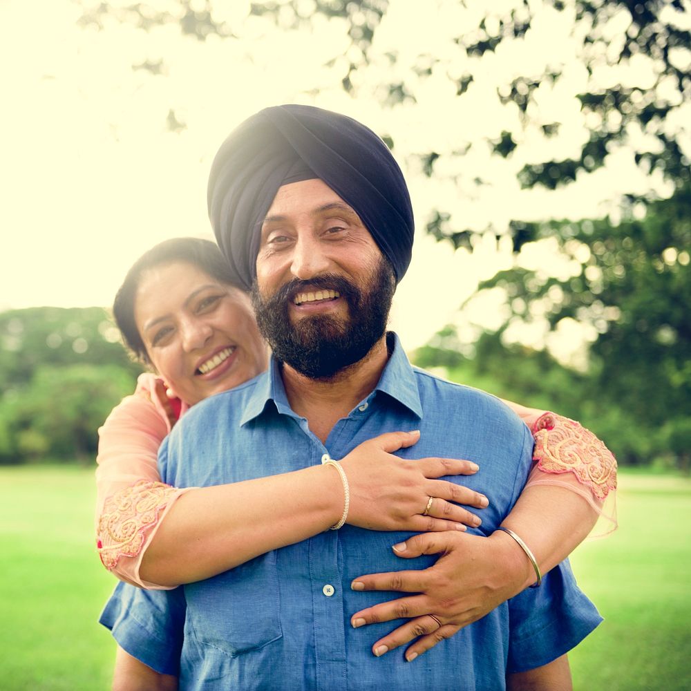 Loving senior Indian couple
