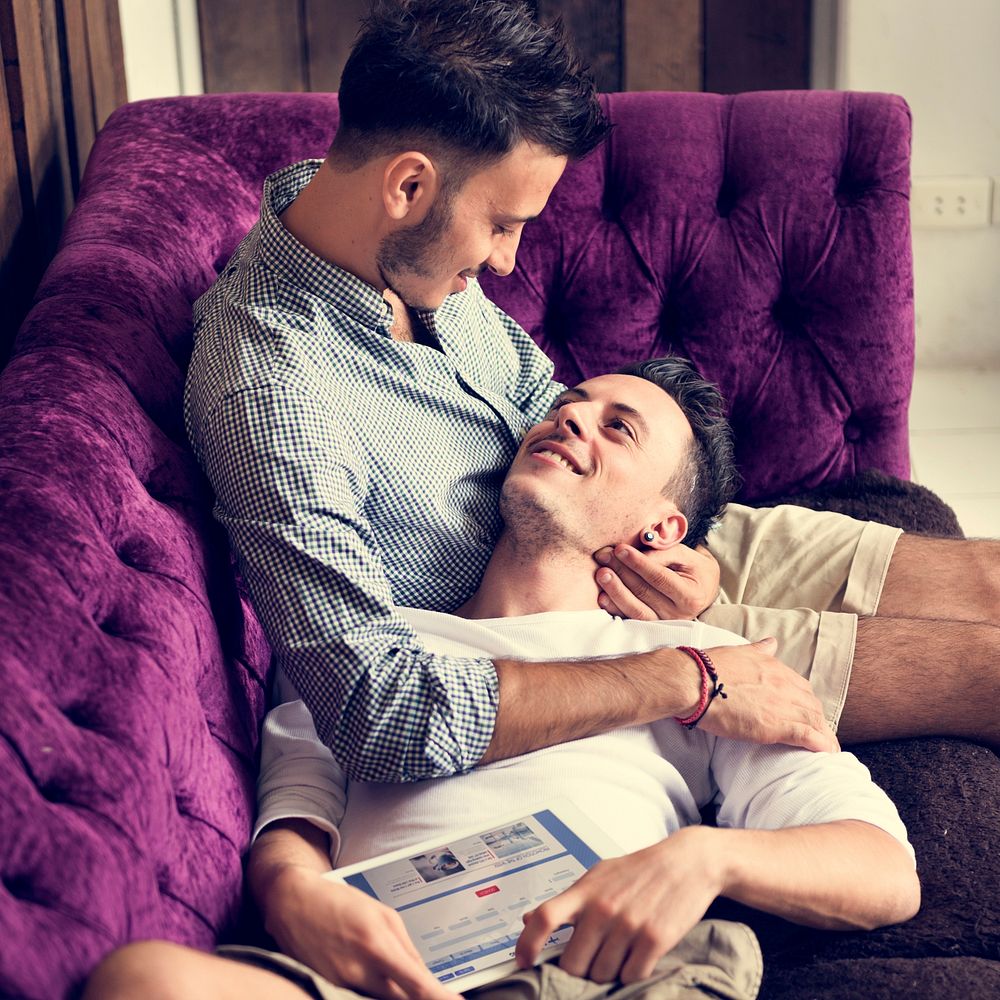 Gay Couple Love Home Concept