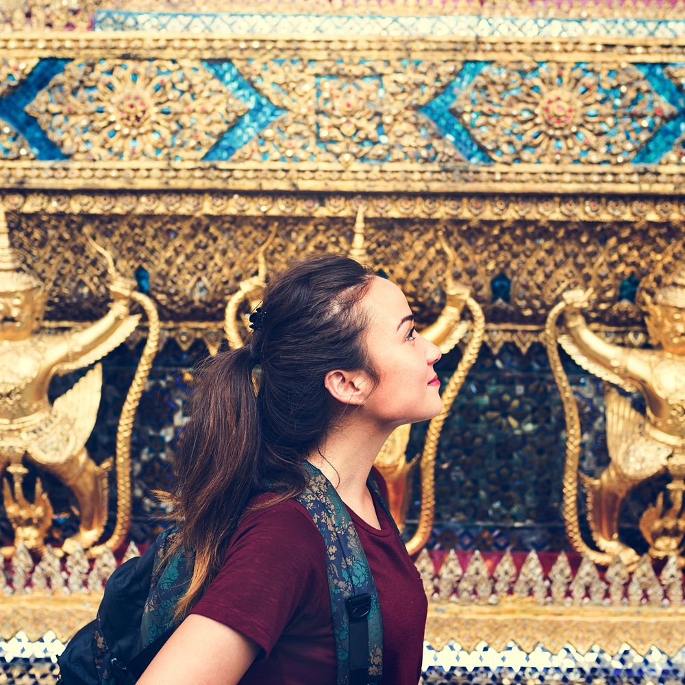 Woman Traveler Thailand Destination Culture Concept