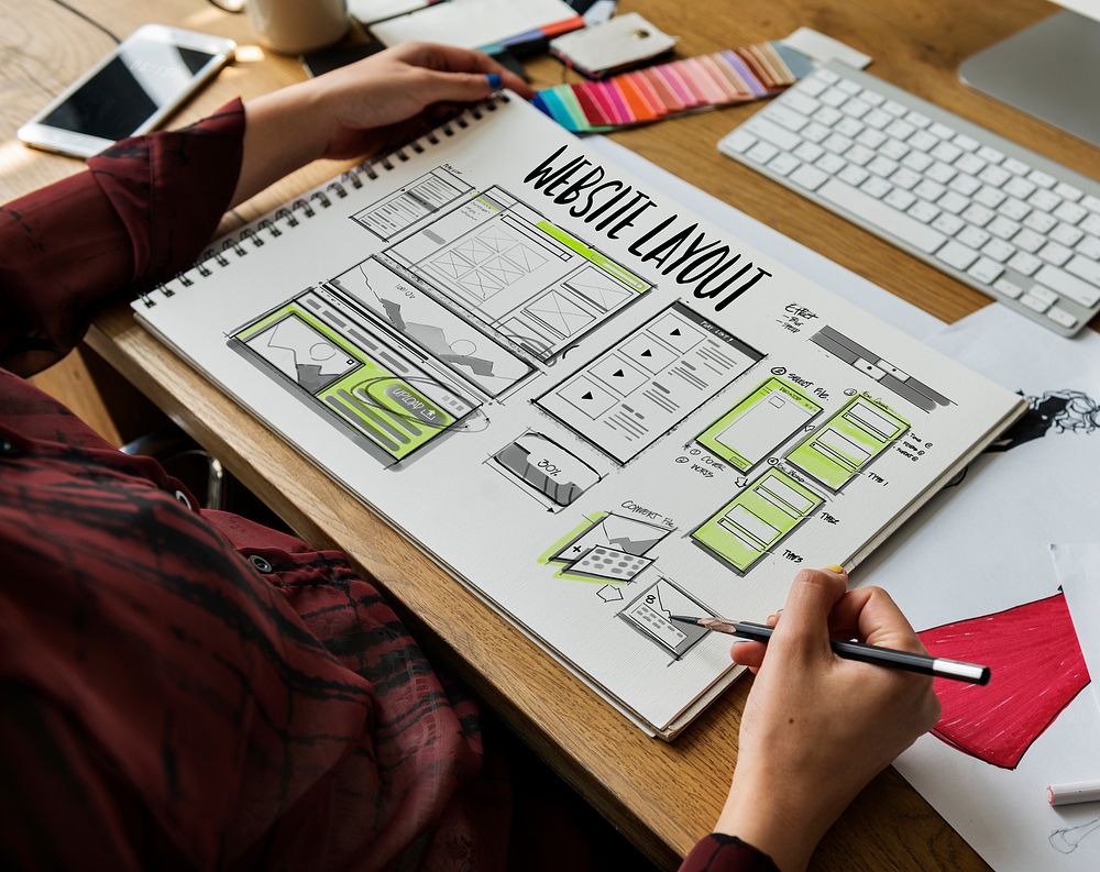 Website development layout sketch drawing