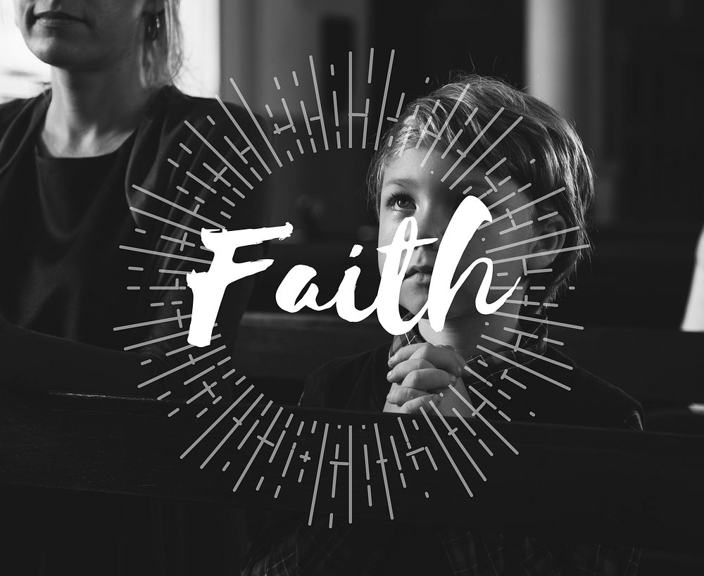Little Boy Pray Believe Faith Hope Trust Graphic Word