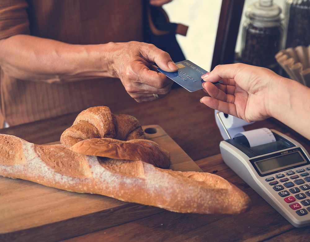 Credit card transaction in a bakery