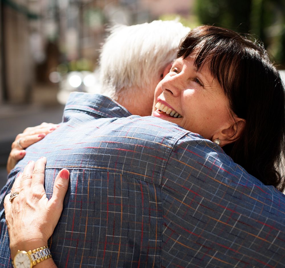 Senior couple having a sweet embrace