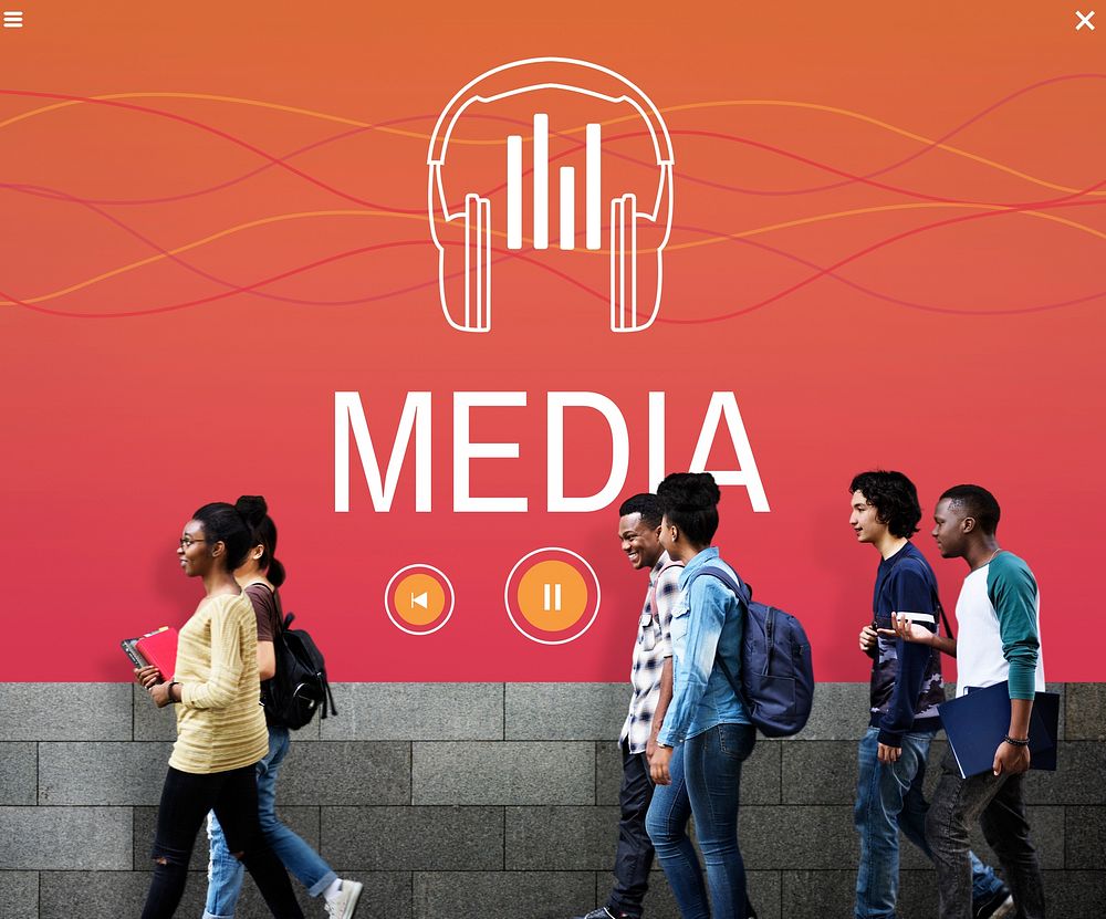 Media Video Audio Headphones Graphic Concept