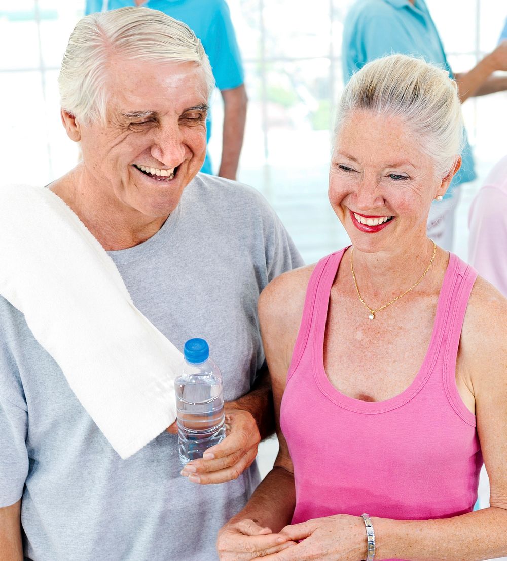 Healthy senior people at the gym