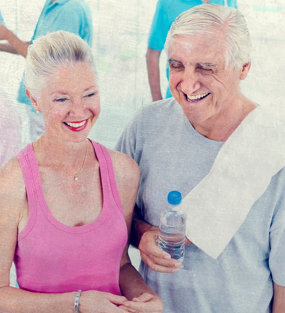 Healthy senior people at the gym