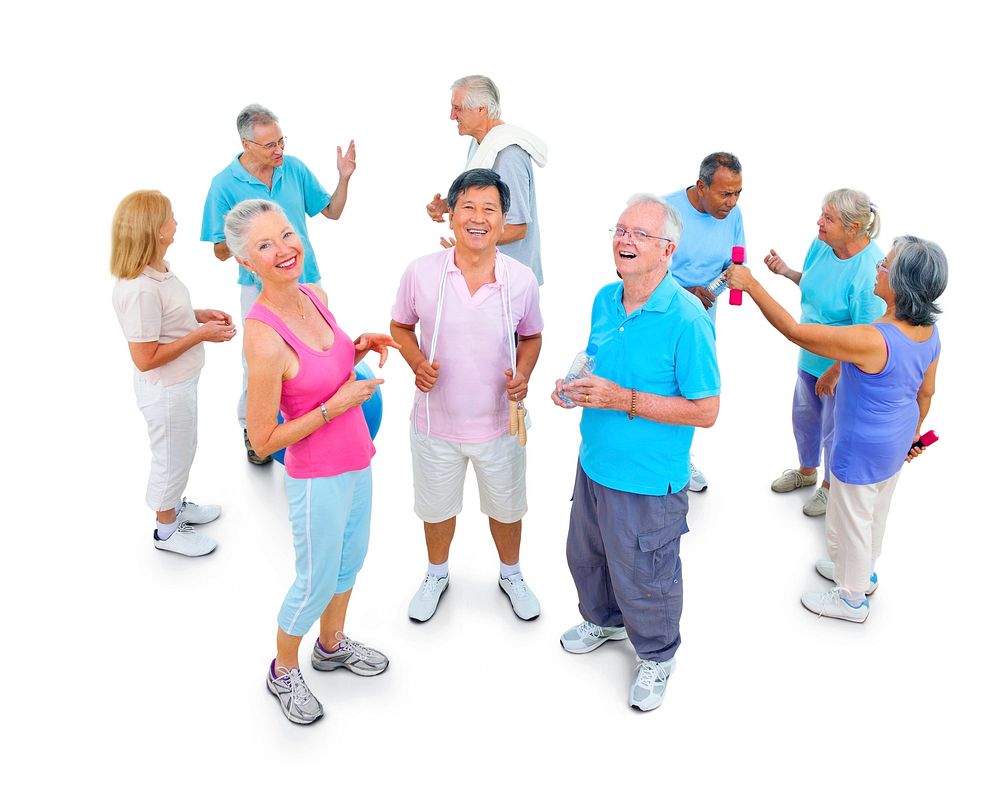 Healthy senior people at the gym
