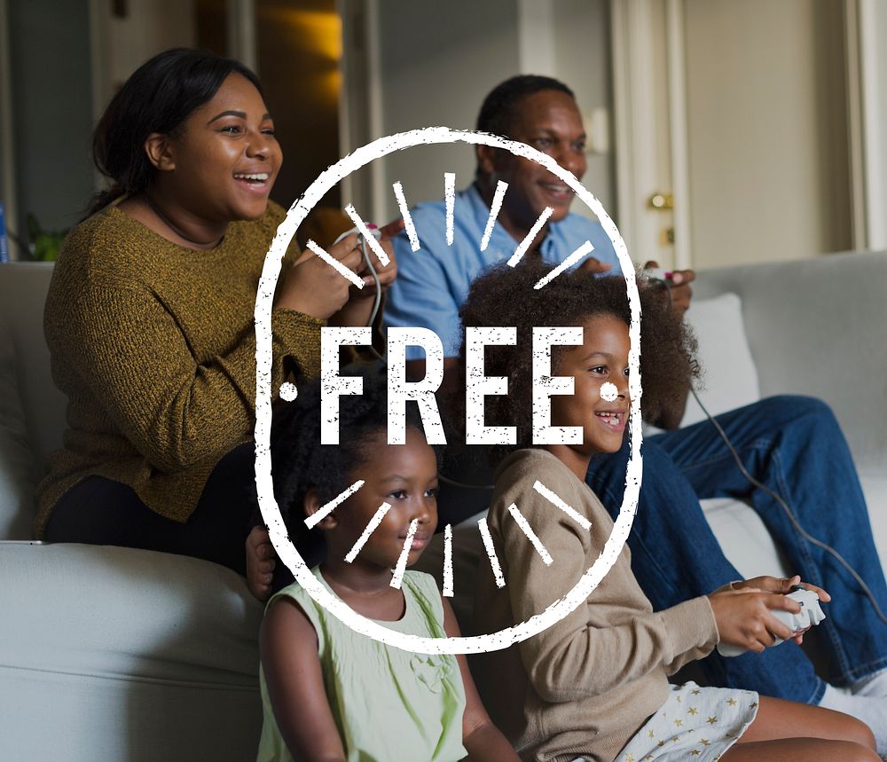 People Family with Free Stamp Word Banner Graphic