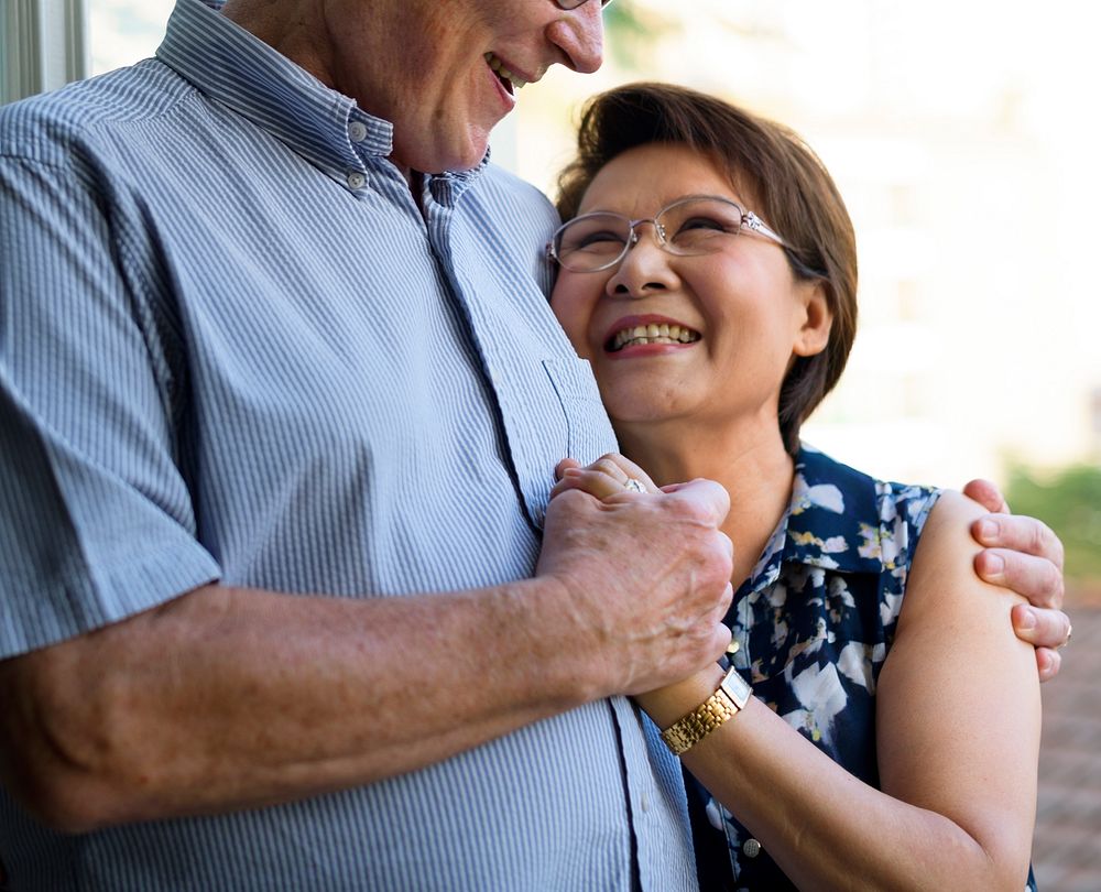 Senior Couple Hug Smitten Love Relax