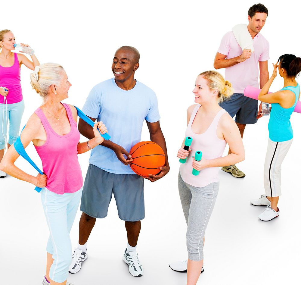 Diverse group of adults exercising 