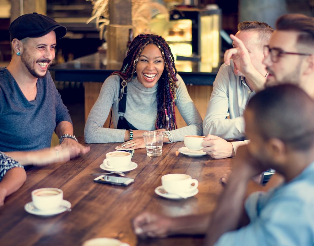 Diverse People Hang Out Coffee Cafe Friendship