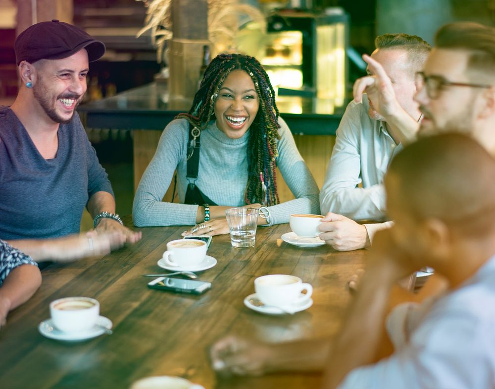 Group of people have a break at coffee shop